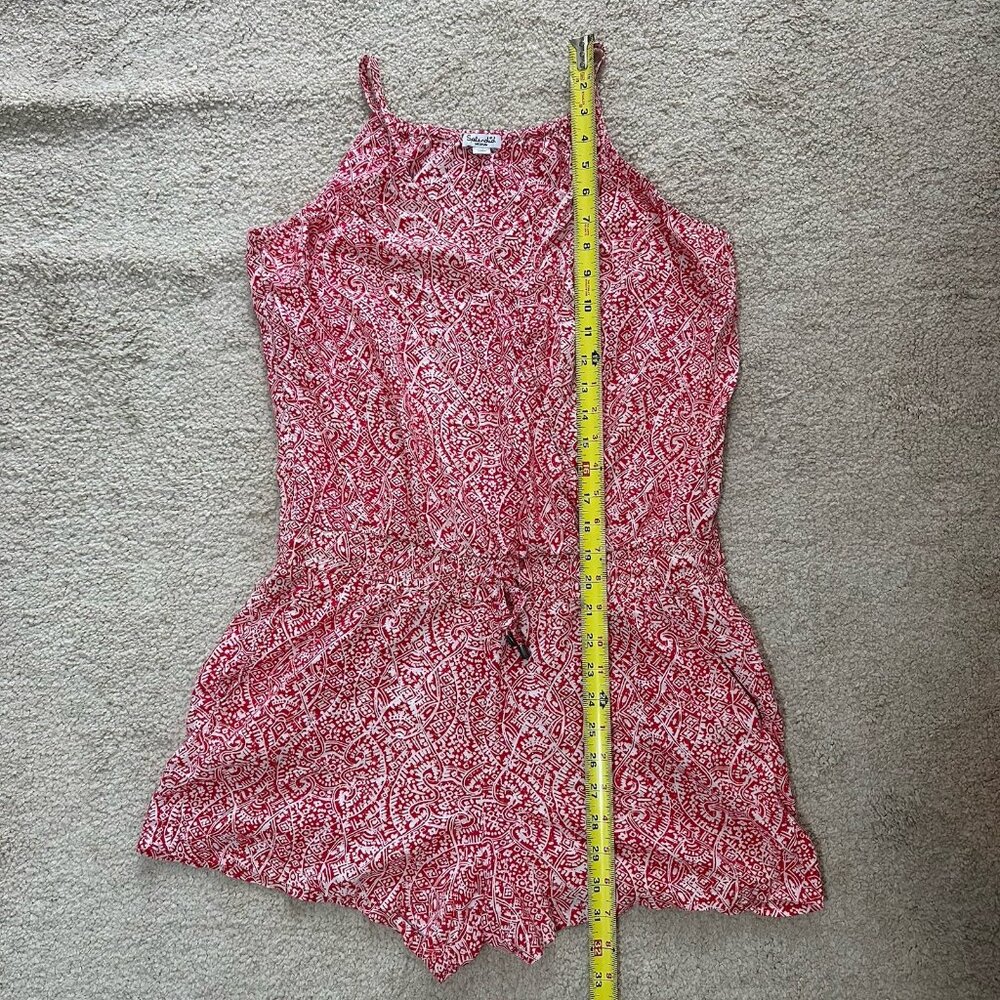 Splendid Romper Women’s Medium Red And White Rayon Drawstring Spaghetti Strap - Picture 12 of 16